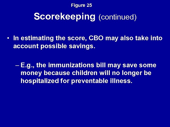 Figure 25 Scorekeeping (continued) • In estimating the score, CBO may also take into