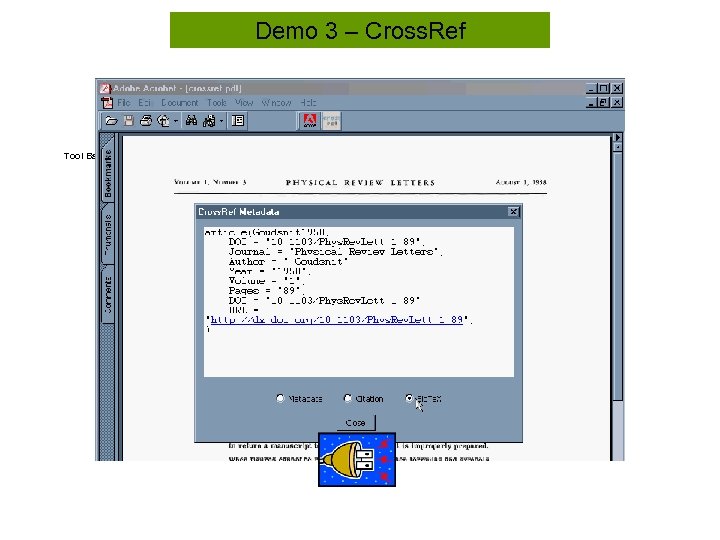 Demo 3 – Cross. Ref Tool Bar 