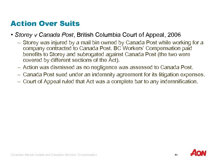 Action Over Suits • Storey v Canada Post, British Columbia Court of Appeal, 2006