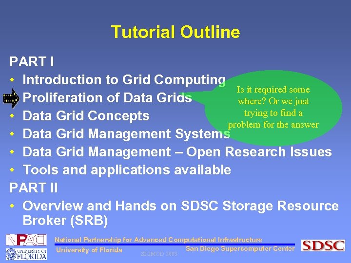 Tutorial Outline PART I • Introduction to Grid Computing Is it required some •