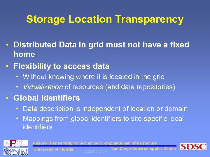 Storage Location Transparency • Distributed Data in grid must not have a fixed home