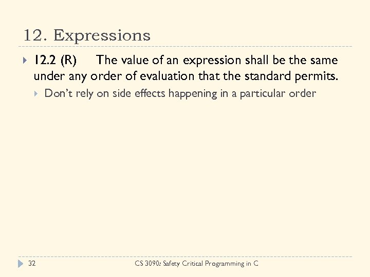 12. Expressions 12. 2 (R) The value of an expression shall be the same