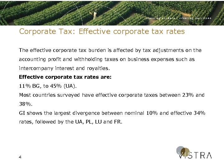 Corporate Tax: Effective corporate tax rates The effective corporate tax burden is affected by