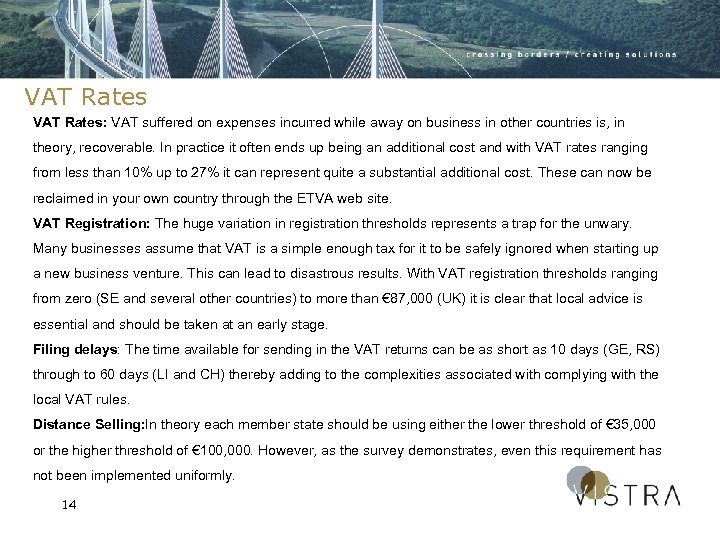 VAT Rates: VAT suffered on expenses incurred while away on business in other countries