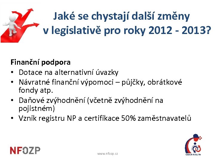 Jaké se chystají další změny v legislativě pro roky 2012 - 2013? Finanční podpora