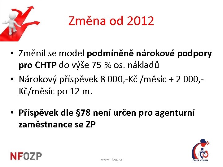 Změna od 2012 • Změnil se model podmíněně nárokové podpory pro CHTP do výše