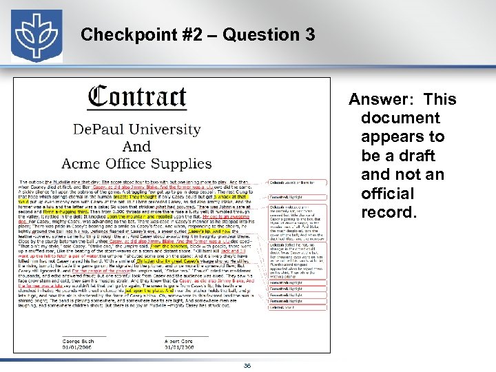 Checkpoint #2 – Question 3 Answer: This document appears to be a draft and