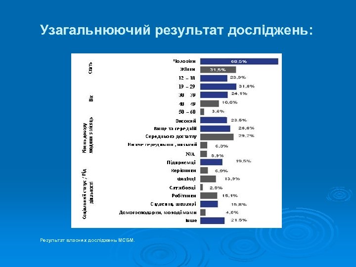 Узагальнюючий результат досліджень: Результат власних досліджень МСБМ. 