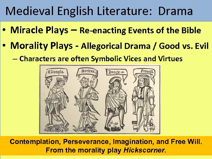  Medieval English Literature: Drama • Miracle Plays – Re-enacting Events of the Bible
