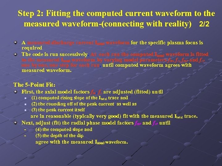 Step 2: Fitting the computed current waveform to the measured waveform-(connecting with reality) 2/2