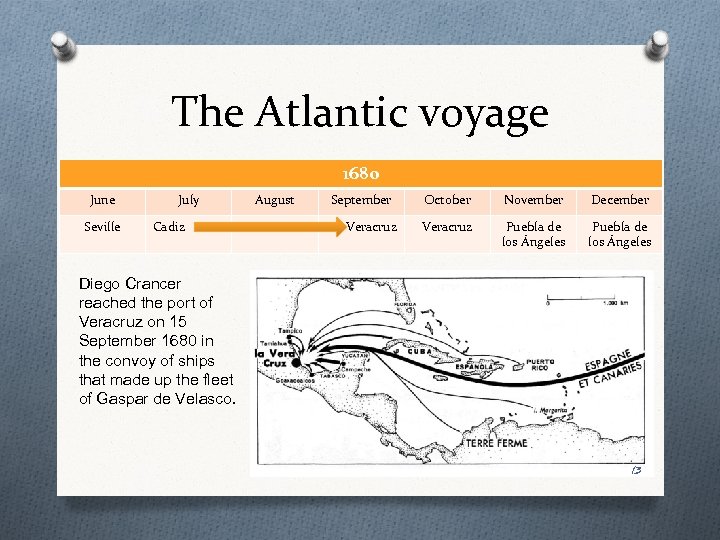 The Atlantic voyage 1680 June Seville July Cadiz August September Veracruz October November December