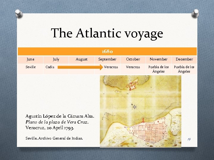 The Atlantic voyage 1680 June Seville July August Cadiz September Veracruz October November December