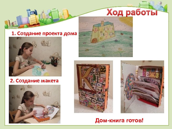 Ход работы 1. Создание проекта дома 2. Создание макета Дом-книга готов! 