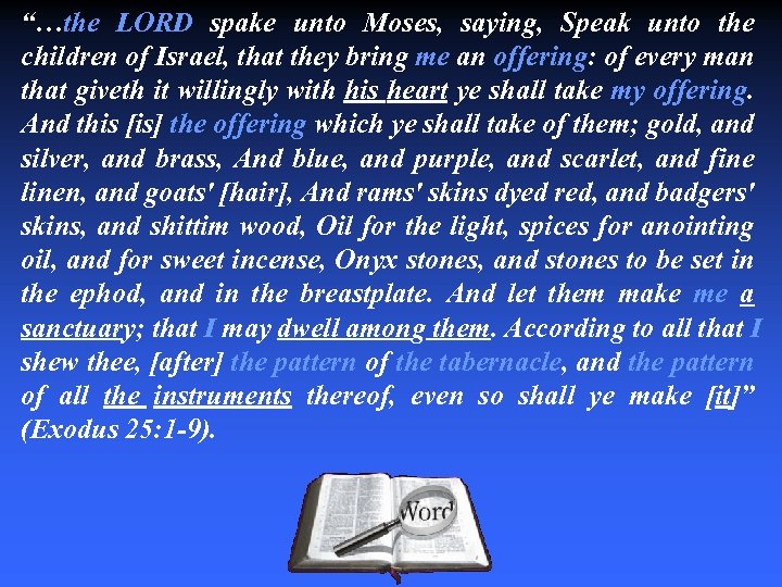 “…the LORD spake unto Moses, saying, Speak unto the children of Israel, that they