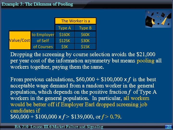 Example 3: The Dilemma of Pooling Dropping the screening by course selection avoids the