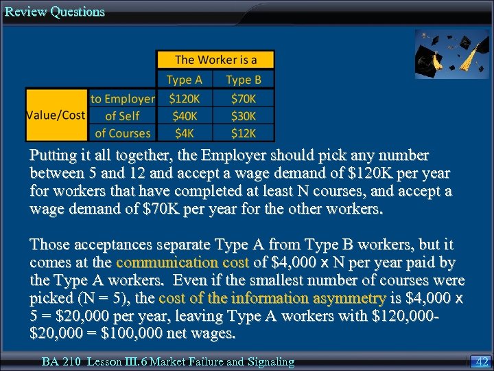 Review Questions Putting it all together, the Employer should pick any number between 5