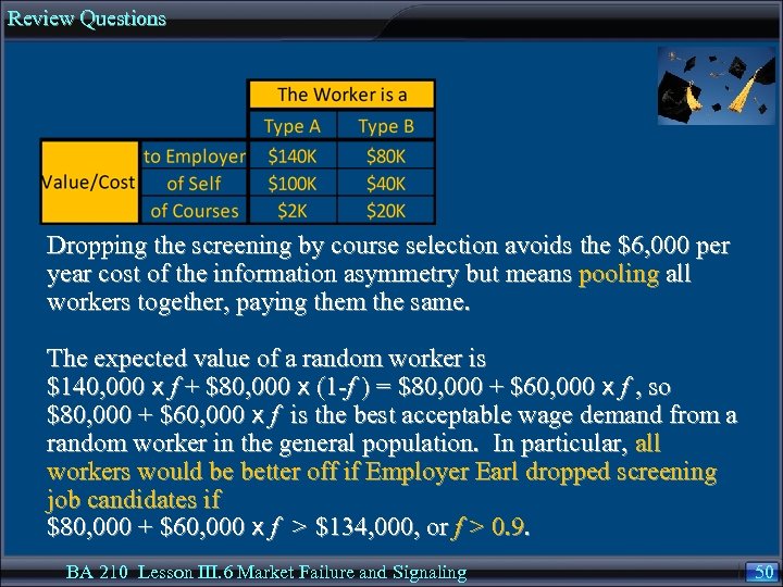 Review Questions Dropping the screening by course selection avoids the $6, 000 per year