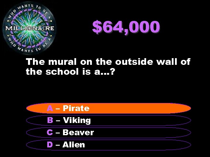 $64, 000 The mural on the outside wall of the school is a…? A