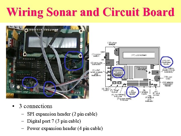 Wiring Sonar and Circuit Board • 3 connections – SPI expansion header (2 pin