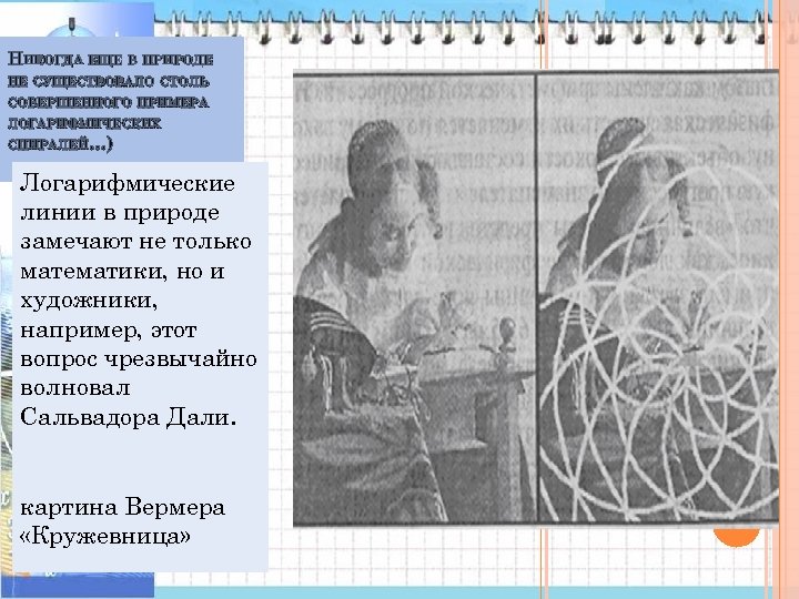 НИКОГДА ЕЩЕ В ПРИРОДЕ НЕ СУЩЕСТВОВАЛО СТОЛЬ СОВЕРШЕННОГО ПРИМЕРА ЛОГАРИФМИЧЕСКИХ СПИРАЛЕЙ…) Логарифмические линии в
