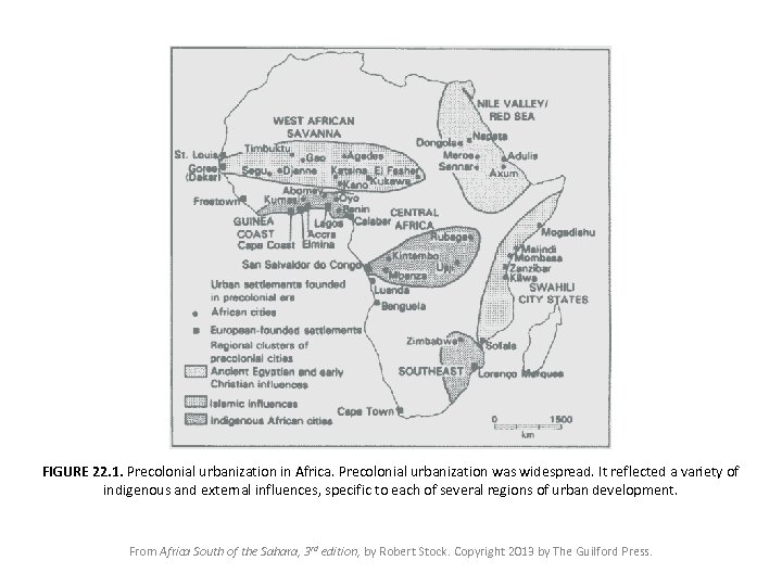 FIGURE 22. 1. Precolonial urbanization in Africa. Precolonial urbanization was widespread. It reflected a