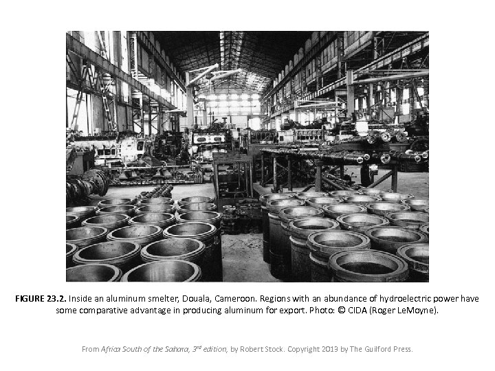 FIGURE 23. 2. Inside an aluminum smelter, Douala, Cameroon. Regions with an abundance of