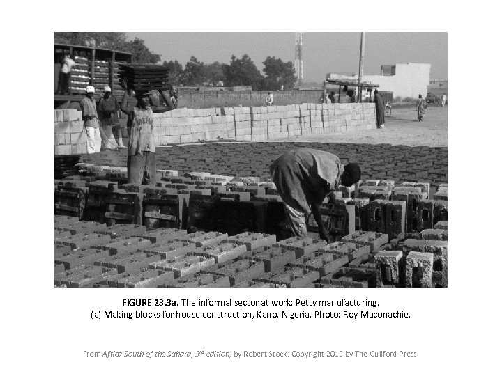 FIGURE 23. 3 a. The informal sector at work: Petty manufacturing. (a) Making blocks