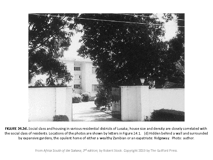 FIGURE 24. 2 d. Social class and housing in various residential districts of Lusaka;