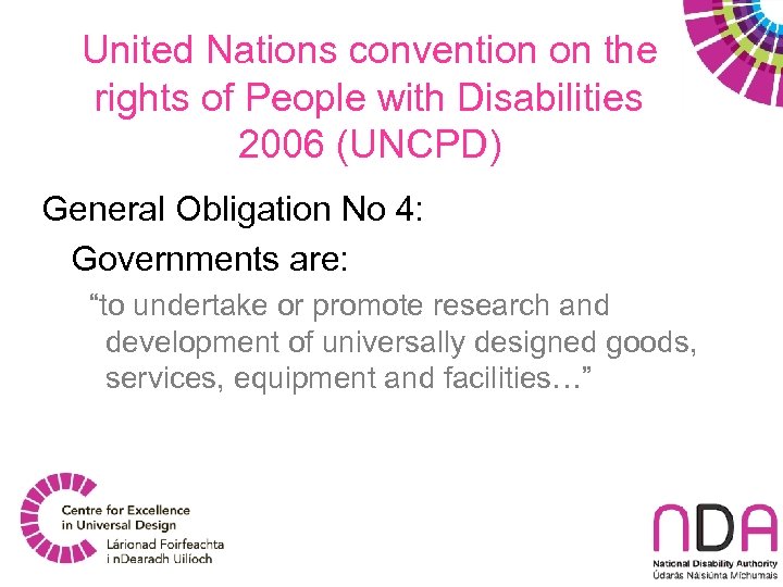 United Nations convention on the rights of People with Disabilities 2006 (UNCPD) General Obligation