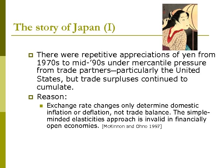 The story of Japan (I) p p There were repetitive appreciations of yen from