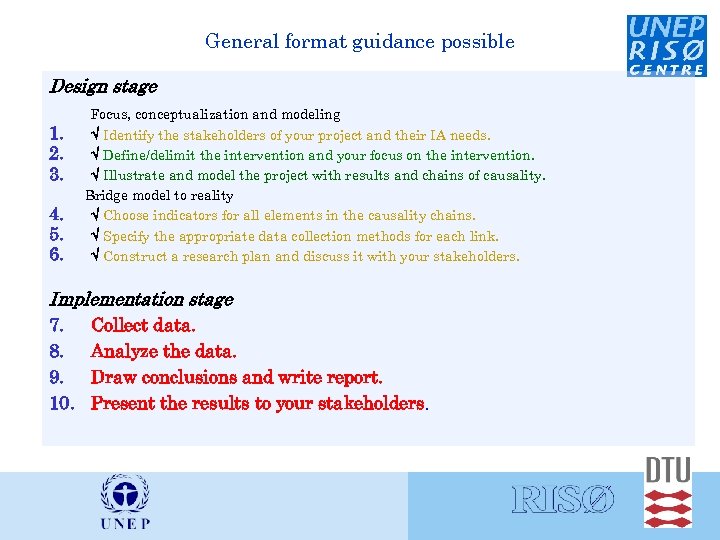 General format guidance possible Design stage Focus, conceptualization and modeling 1. 2. 3. 4.