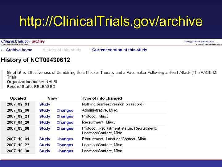 http: //Clinical. Trials. gov/archive 17 