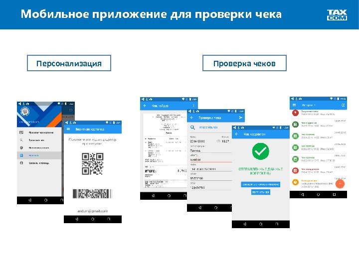 Мобильное приложение для проверки чека Персонализация Проверка чеков 