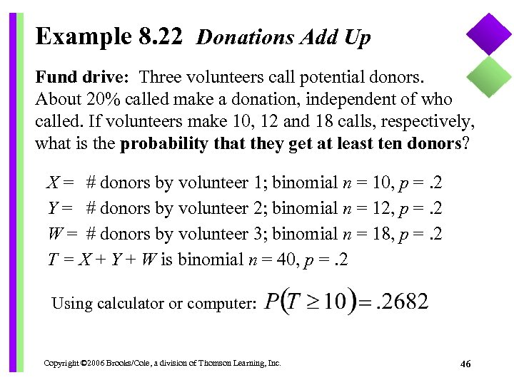 Example 8. 22 Donations Add Up Fund drive: Three volunteers call potential donors. About