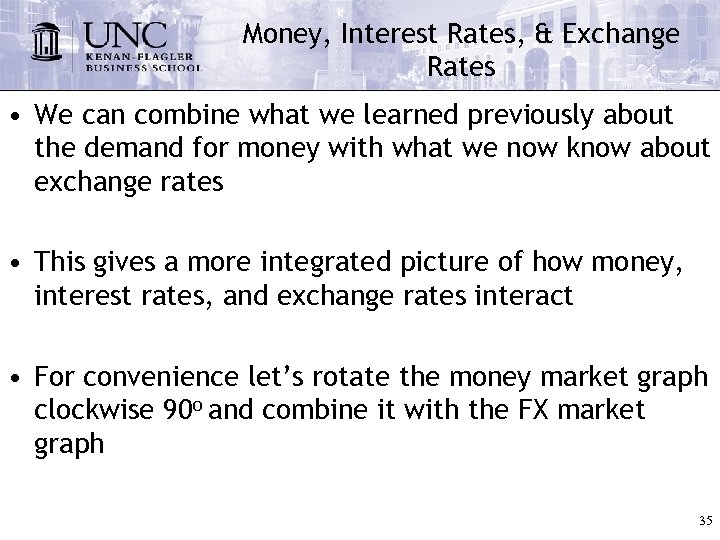 Money, Interest Rates, & Exchange Rates • We can combine what we learned previously