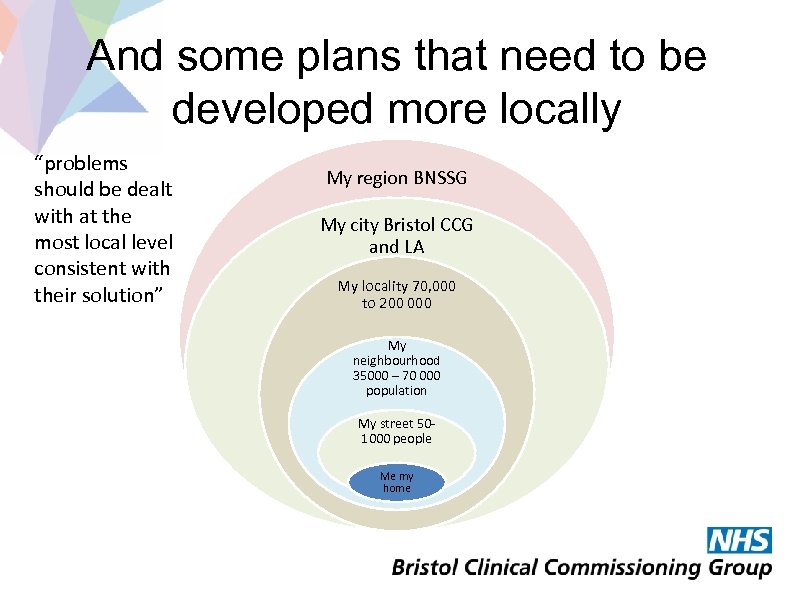 And some plans that need to be developed more locally “problems should be dealt