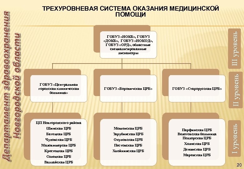 ГОБУЗ «Центральная городская клиническая больница» ГОБУЗ «Боровичская ЦРБ» ГОБУЗ «Старорусская ЦРБ» Мошенская ЦРБ Парфинская