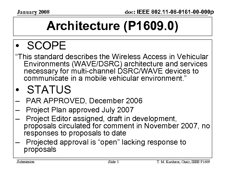 doc: IEEE 802. 11 -08 -0161 -00 -000 p January 2008 Architecture (P 1609.