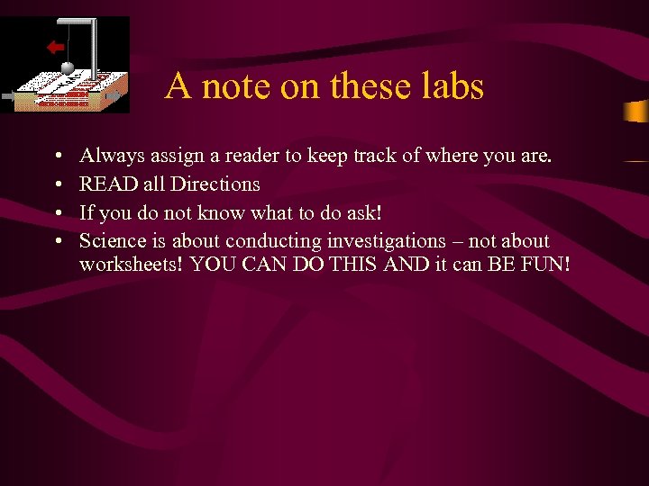 A note on these labs • • Always assign a reader to keep track