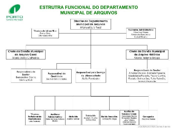 ESTRUTRA FUNCIONAL DO DEPARTAMENTO MUNICIPAL DE ARQUIVOS 