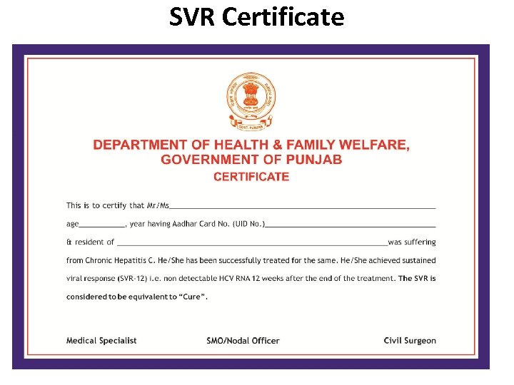 SVR Certificate 