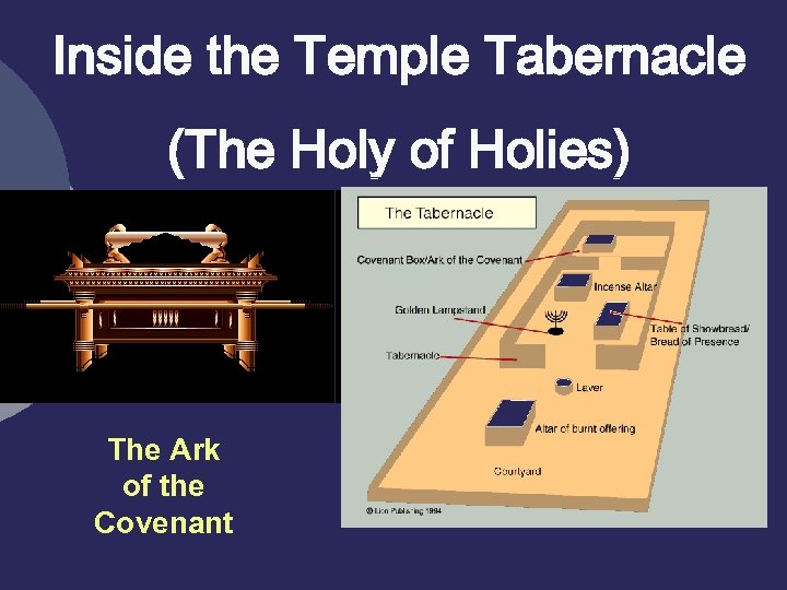 Inside the Temple Tabernacle (The Holy of Holies) The Ark of the Covenant 