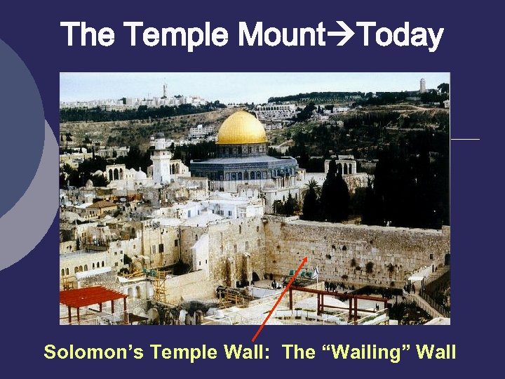 The Temple Mount Today Solomon’s Temple Wall: The “Wailing” Wall 