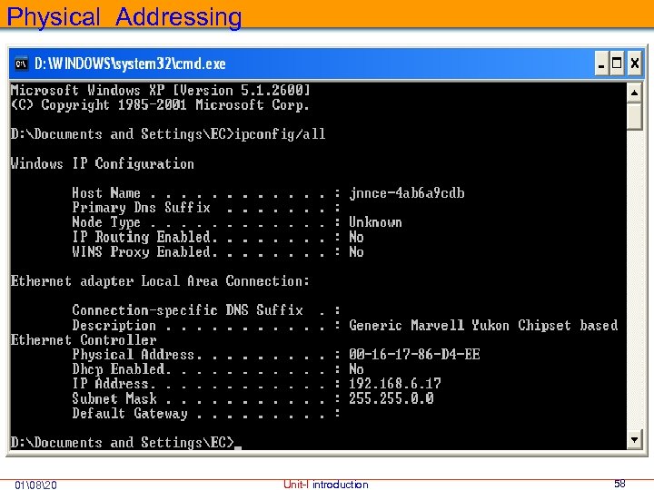 Physical Addressing 01 820 Unit-I introduction 58 