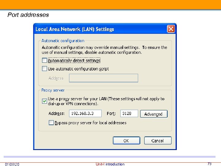 Port addresses 01 820 Unit-I introduction 73 
