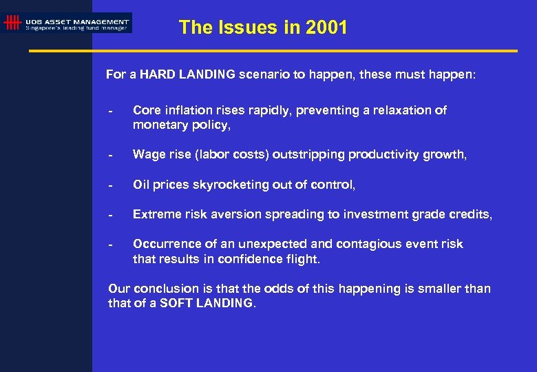 The Issues in 2001 For a HARD LANDING scenario to happen, these must happen:
