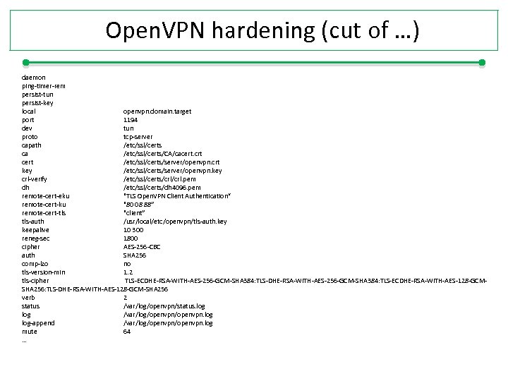 Open. VPN hardening (cut of …) daemon ping-timer-rem persist-tun persist-key local openvpn. domain. target