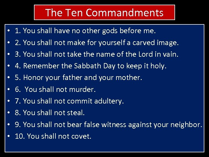 The Ten Commandments Exodus 20 1 -20 Sermon