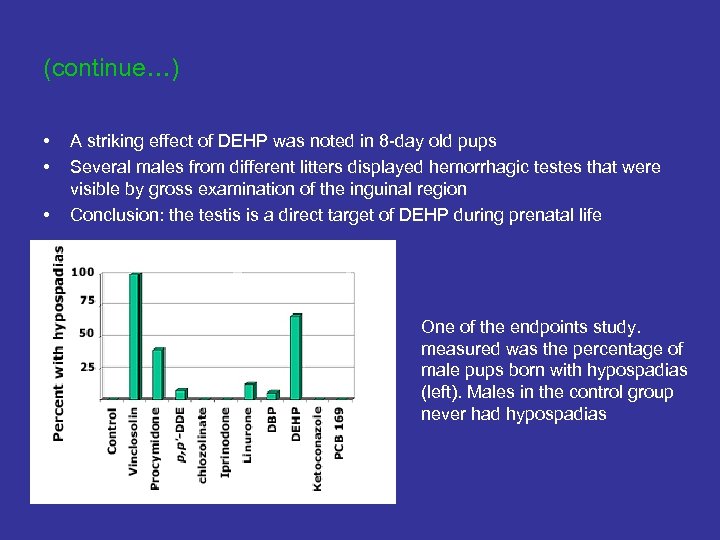 (continue…) • • • A striking effect of DEHP was noted in 8 -day