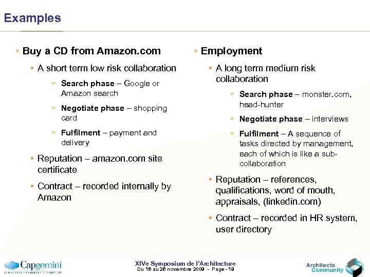 Examples § Buy a CD from Amazon. com • A short term low risk